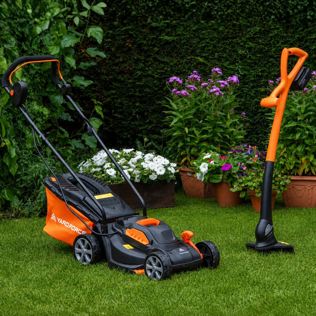 20V 33cm Brushless Cordless Lawnmower & Trimmer Lawn Care Twin Pack