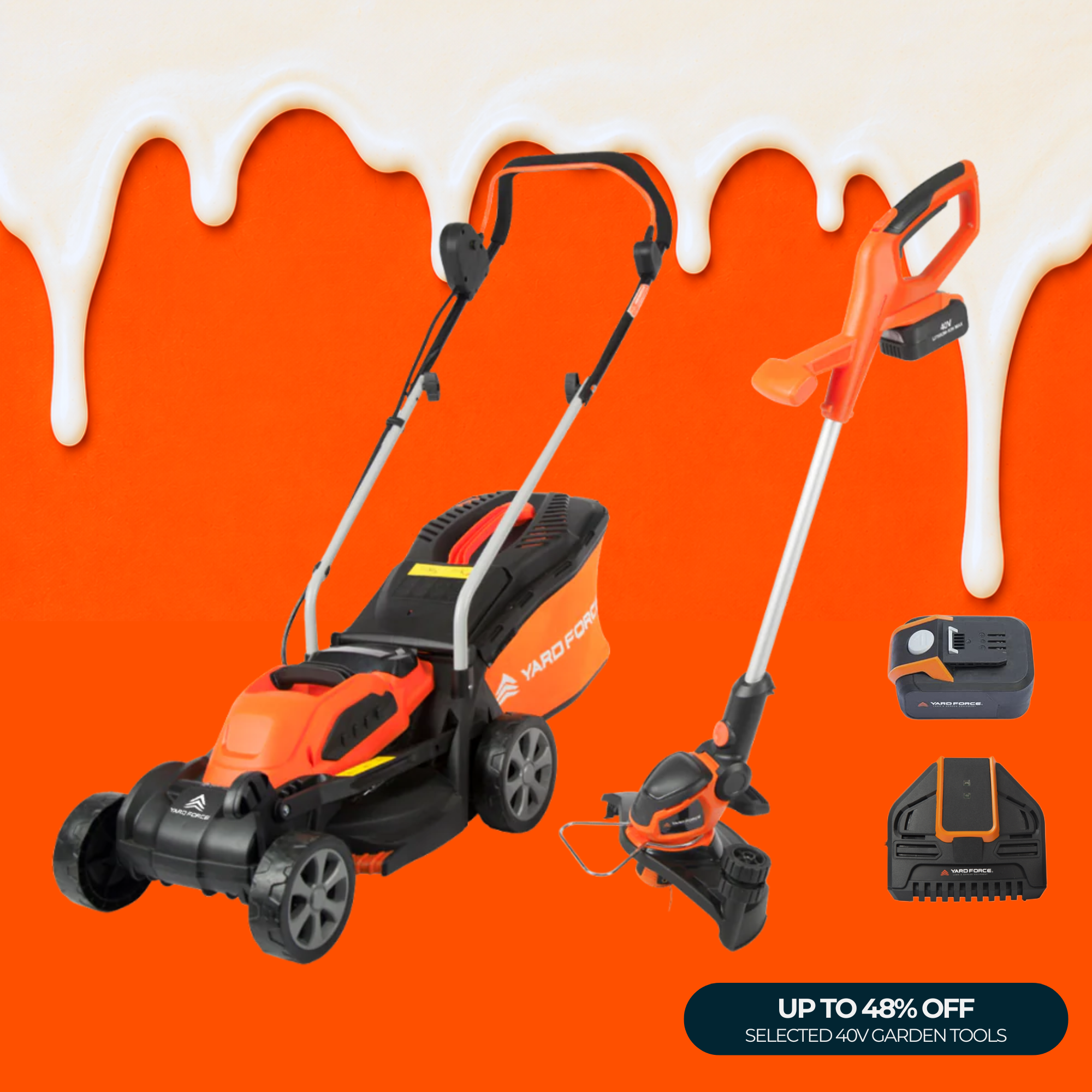 40V 32cm Brushless Cordless Lawnmower & Trimmer Lawn Care Twin Pack
