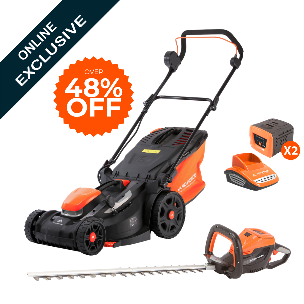 Yard Force GR40 40V Garden Power Bundle | Lawnmower, Hedge Trimmer & Battery