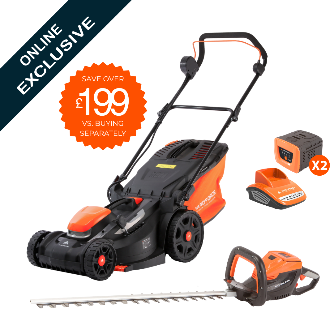 Yard Force GR40 40V Garden Power Bundle | Lawnmower, Hedge Trimmer & Battery