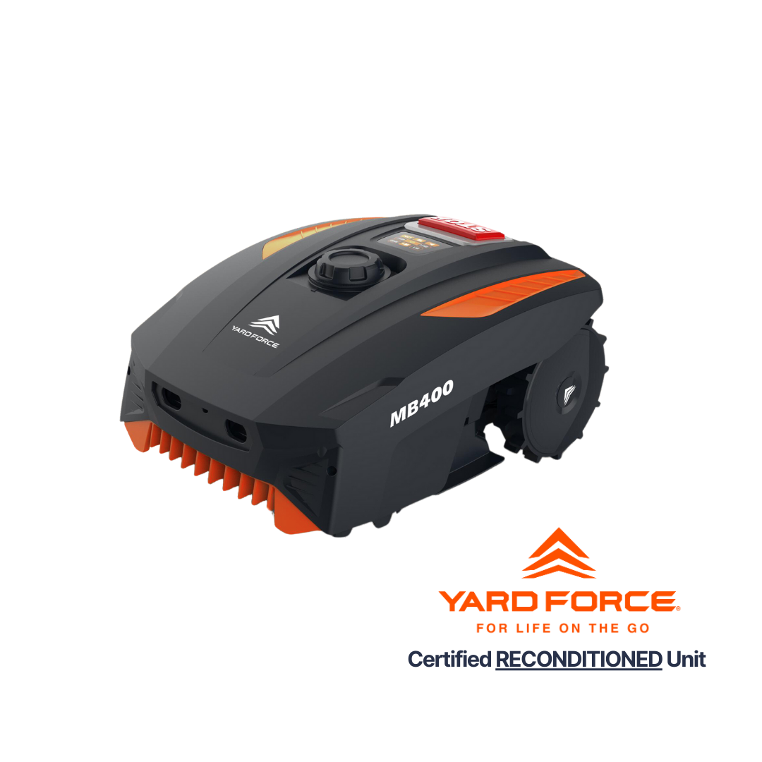 Yard Force MB400 machine on a white background with 'Certified Reconditioned Unit' text.