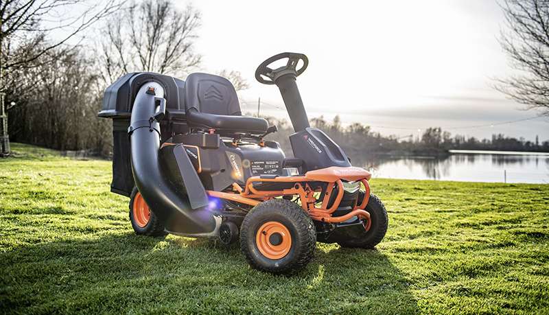 David mowing the lawn.